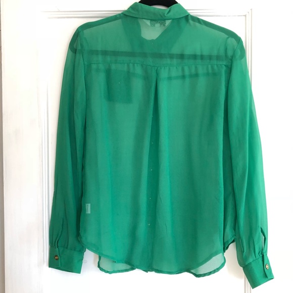 Tramp Green Sheer Oversized Button Down Shirt - Picture 5 of 5
